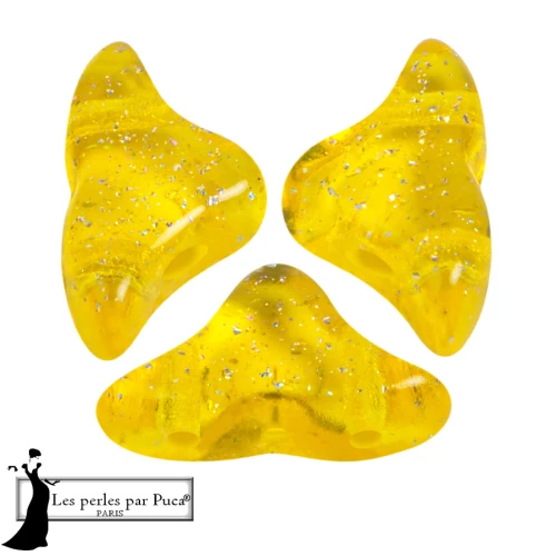 Helios® glass beads by Puca® 6x10 mm - Transparent Constellation Yellow x10g
