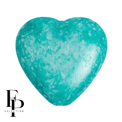 Glass heart bead 16x15 mm - Mishmash Aqua x1