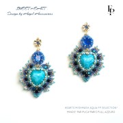 Glass heart bead 16x15 mm - Mishmash Aqua x1