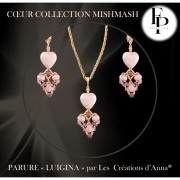 Glass heart bead 16x15 mm - Mishmash Dark Peach x1