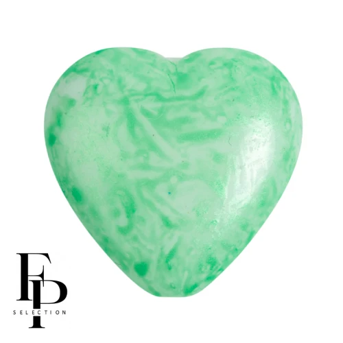 Glass heart bead 16x15 mm - Mishmash Green x1
