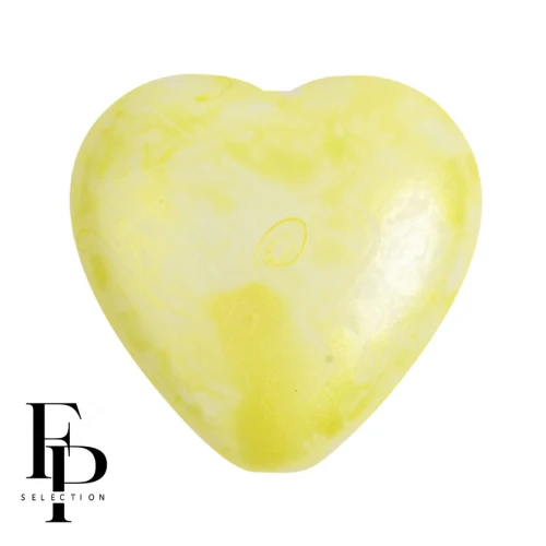 Glass heart bead 16x15 mm - Mishmash Lemon x1