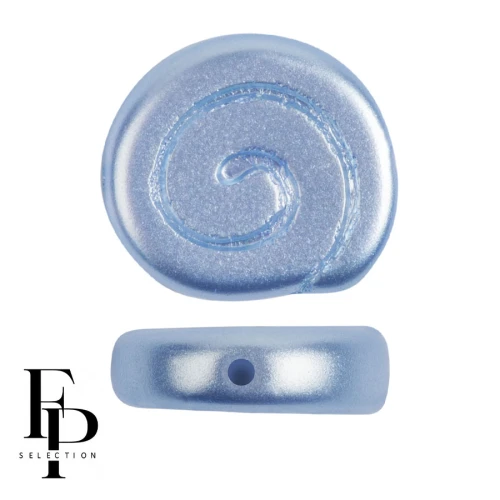 13 mm glass snail beads - Pastel Light Sapphire x6