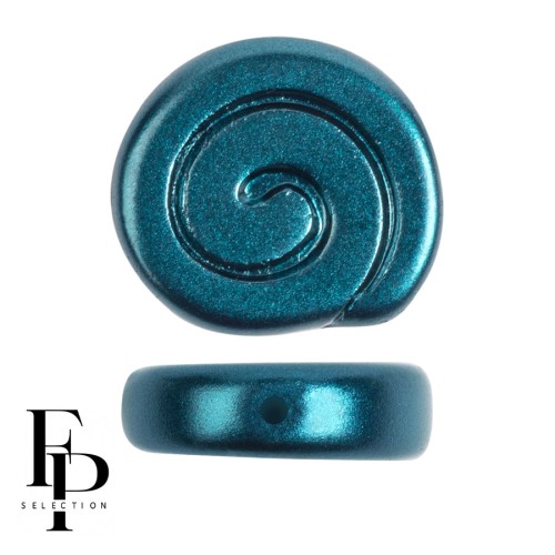 Glass snail beads 13 mm - Pastel Petrol x6