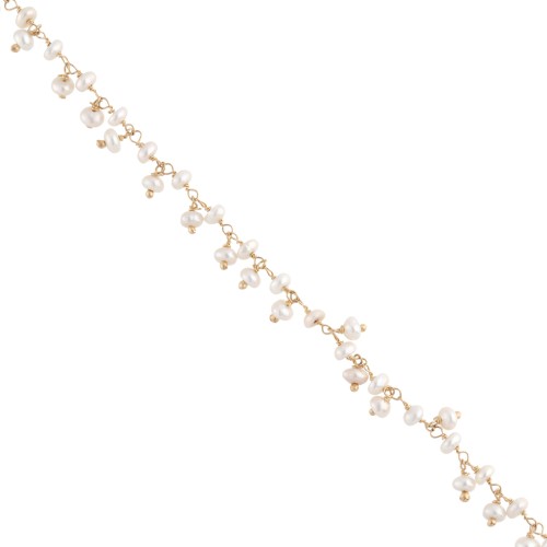 Fancy 6.5 mm chain with freshwater pearls - 3 micron gold plated x20cm