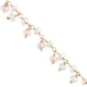 Fancy 6.5 mm chain with freshwater pearls - 3 micron gold plated x20cm