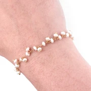 Fancy 6.5 mm chain with freshwater pearls - 3 micron gold plated x20cm