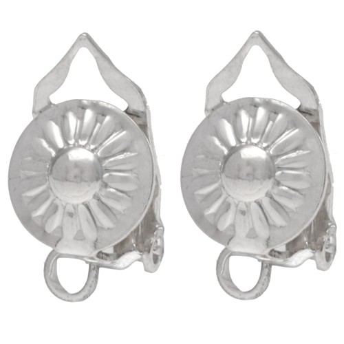 Round fancy ear clips 8 mm with open ring - Silver 925 x2