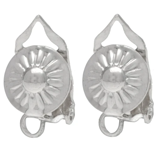 Round fancy ear clips 8 mm with open ring - Silver 925 x2