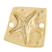 Irregular square spacer 16x17 mm - Starfish - Gold plated x1