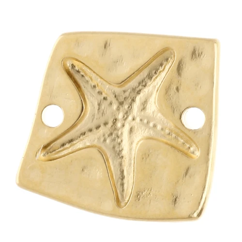 Irregular square spacer 16x17 mm - Starfish - Gold plated x1