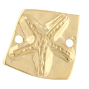 Irregular square spacer 16x17 mm starfish - Gilded with fine gold - Blue x1