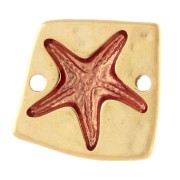 Irregular square spacer 16x17 mm starfish Gilded with fine gold - Orange x1