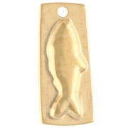 Irregular rectangular pendant 31x14 mm fish motif Gilded in fine orange gold x1