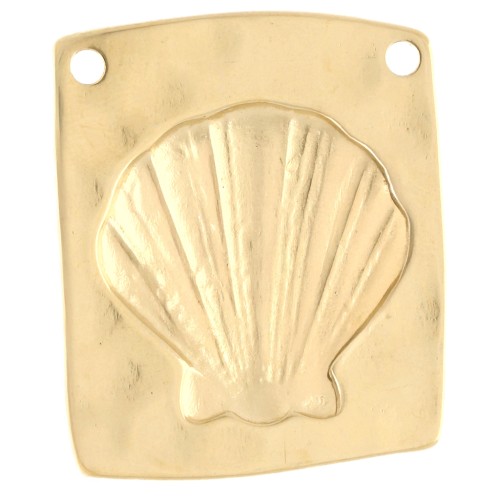 Pendant irregular 32x28 mm - shell - Gilded with fine gold x1