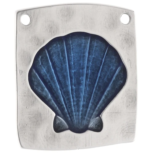Pendant irregular 32x28 mm shell Fine silver plating Blue x1