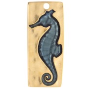 Irregular seahorse pendant 41x18 mm Gilded with fine gold - Blue x1