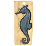 Irregular seahorse pendant 41x18 mm Gilded with fine gold - Blue x1