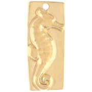 Irregular seahorse pendant 41x18 mm Gilded with fine gold - Blue x1