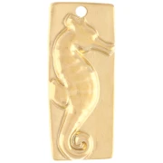 Irregular seahorse pendant 41x18 mm Gilded with fine gold - Blue x1