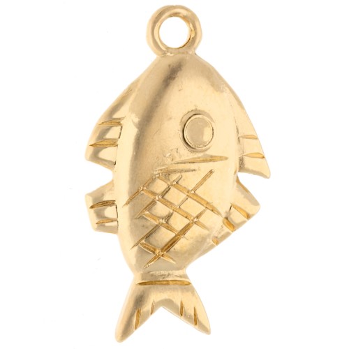 Fish pendant 23x13 mm - Gilded with fine gold x1