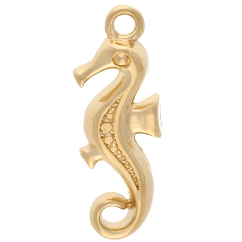 Seahorse pendant 23x8 mm - Gilded with fine gold x1