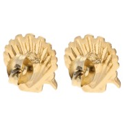 Earrings shell 13 mm - Gilded with fine gold - Salmon - Pink glitter x2