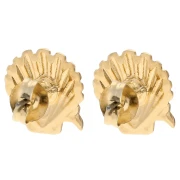 Earrings shell 13 mm - Gilded with fine gold - Salmon - Pink glitter x2