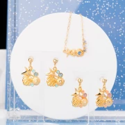 Shell & Starfish insert 26x11 mm Gilded with fine gold - Turquoise x1