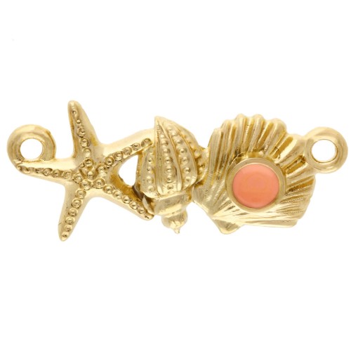 Shell & Starfish Insert 26x11 mm Fine Gold - Salmon x1