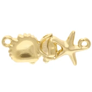Shell & starfish insert 26x11 mm - Gold fine Blue glitter x1