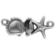 Spacers shell & starfish 26x11mm Antique fine silver plated Turquoise