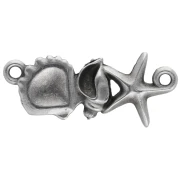 Spacers shell & starfish 26x11mm Antique fine silver plated Turquoise
