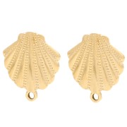 Shell stud earrings 19x17 mm - hoop earrings - Gold-plated x2