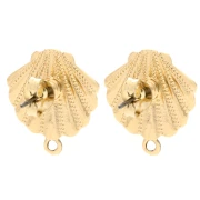 Shell stud earrings 19x17 mm - hoop earrings - Gold-plated x2