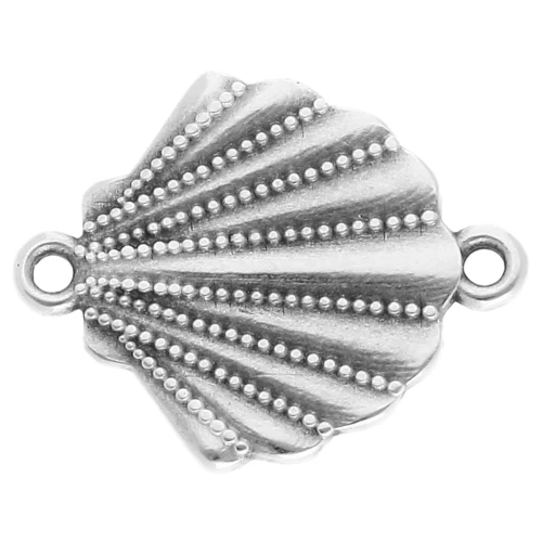 Shell spacer 22x17.5 mm - Aged fine silver veneer x1