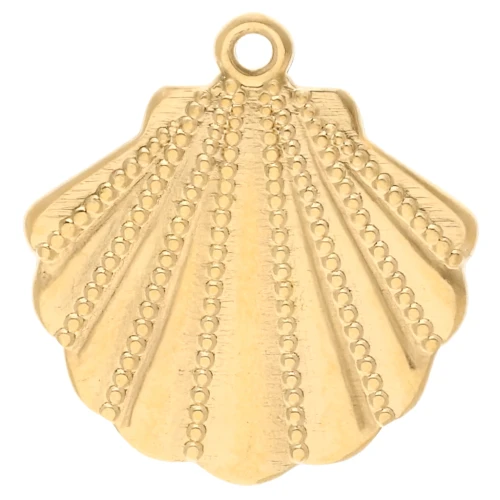 Shell pendant 23x21 mm - Gilded with fine gold x1