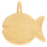 Fish charm 16x15 mm with epoxy resin - Gilded with fine gold - Pearlescent white x1