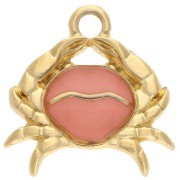 charm - Crab charm 16x15 mm with epoxy resin - Gilded with fine gold - Salmon pearl x1 Crab charm 16x15 mm with epoxy resin - Gilded with fine gold - Salmon pearl x1