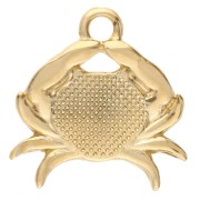 Crab charm 16x15 mm with epoxy resin - Gilded with fine gold - Salmon pearl x1