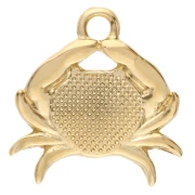 Crab charm 16x15 mm with epoxy resin - Gilded with fine gold - Turquoise pearl x1