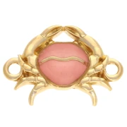 Crab spacer 19x13 mm with epoxy resin Gilded with fine gold - Salmon pearl x1