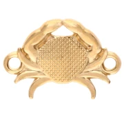 Crab spacer 19x13 mm with epoxy resin Gilded with fine gold - Salmon pearl x1