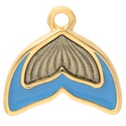 16 mm mermaid tail charm with epoxy resin - Gilded with fine gold - Blue x1