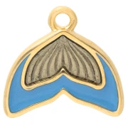 16 mm mermaid tail charm with epoxy resin - Gilded with fine gold - Blue x1