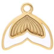 16 mm mermaid tail charm with epoxy resin - Gold plated - White x1