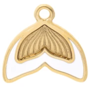 16 mm mermaid tail charm with epoxy resin - Gold plated - White x1