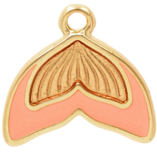 16 mm mermaid tail charm with epoxy resin - Salmon x1