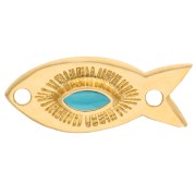Fish spacer 20x9 mm with epoxy resin - Gilded with fine gold - Turquoise x1