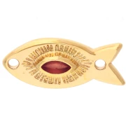 Fish spacer 20x9 mm with epoxy resin - Gilded with fine gold - Salmon x1